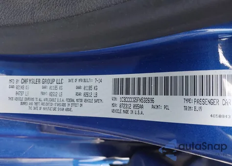 2015 Chrysler 200 C from USA, damaged, VIN 1C3CCCCG5FN532696